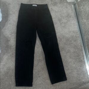 Black High-Waisted Distressed Jeans